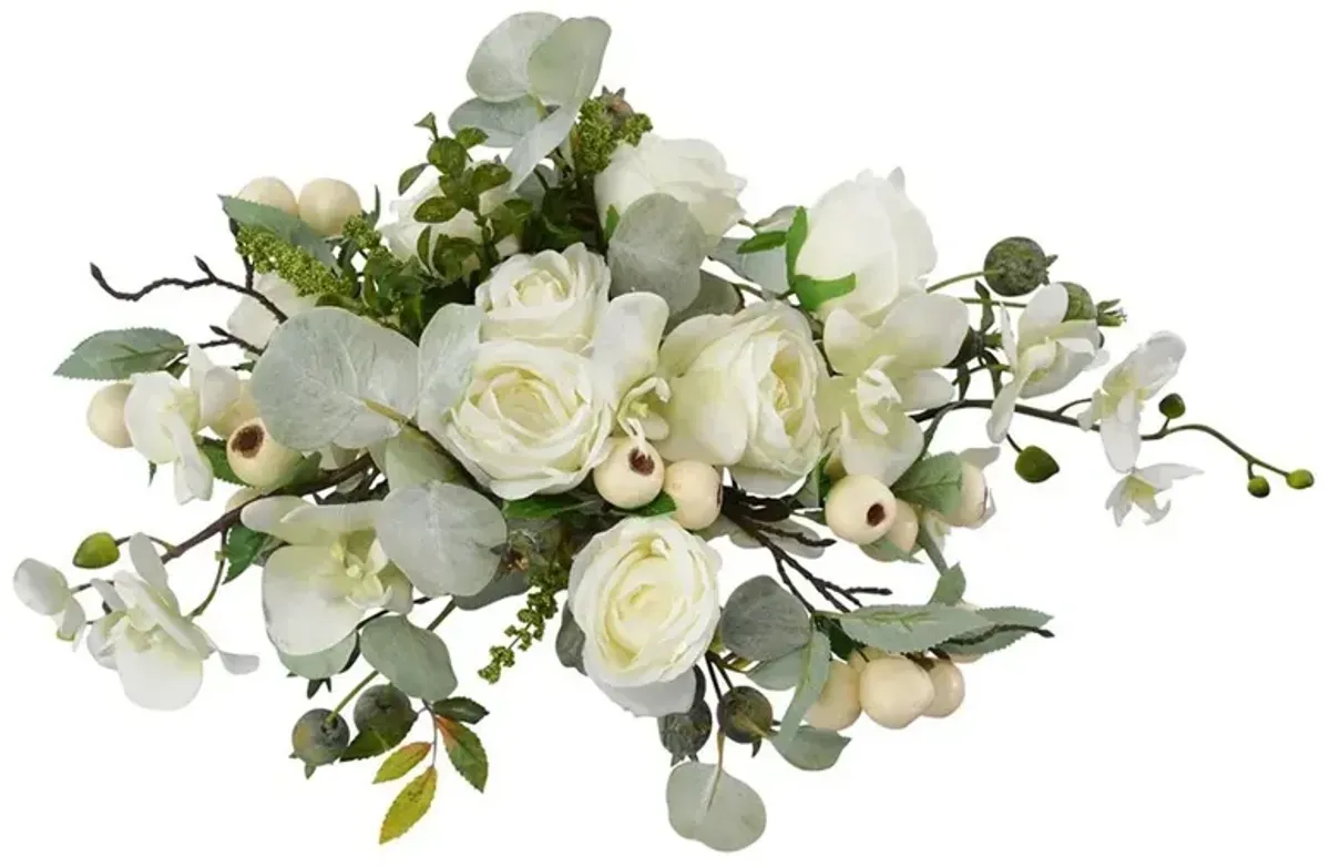 John Richard Berries & Roses French Country Clear Glass Faux Floral Arrangement