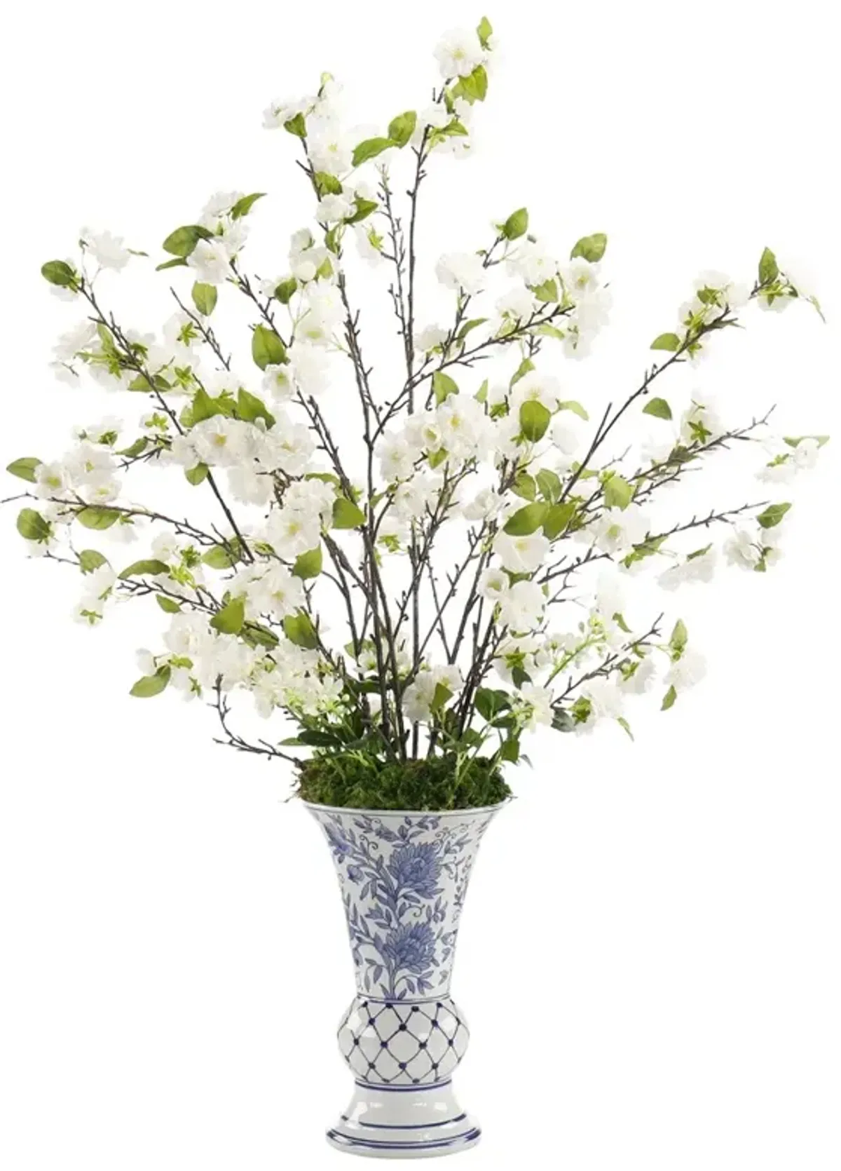 John Richard French White Cherry Blossom Blue Chinoseirie Faux Floral Arrangement