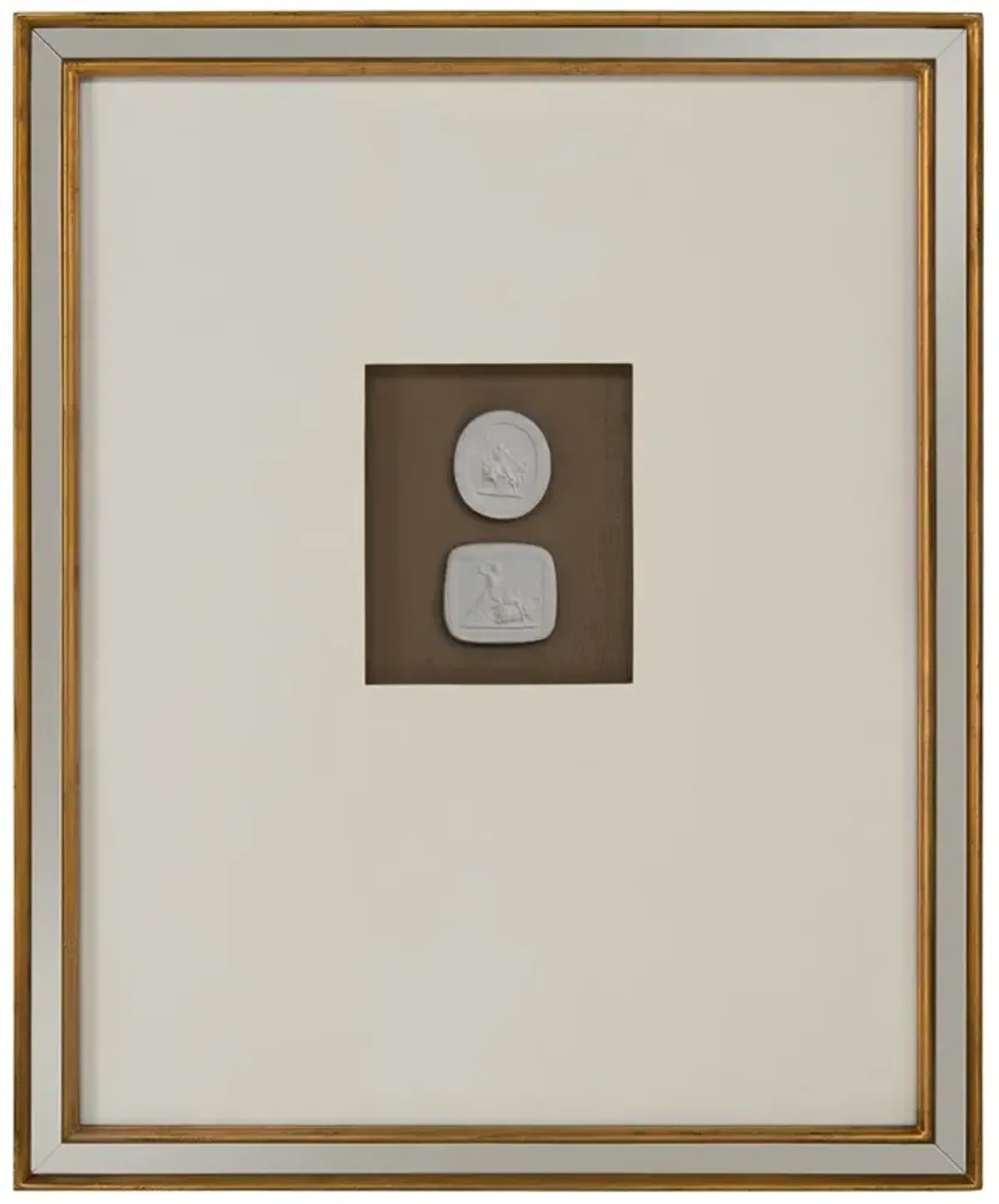 John Richard Mahogany White Intaglio Gold Frame Mixed Media VII - 22x18