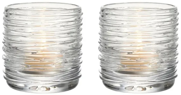 Simon Pearce Echo Lake Modern Classic Glass Tealight Candleholder - Set of 2