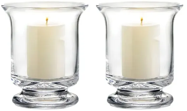 Simon Pearce Revere French Country Glass Hurricane Candleholder - Set of 2