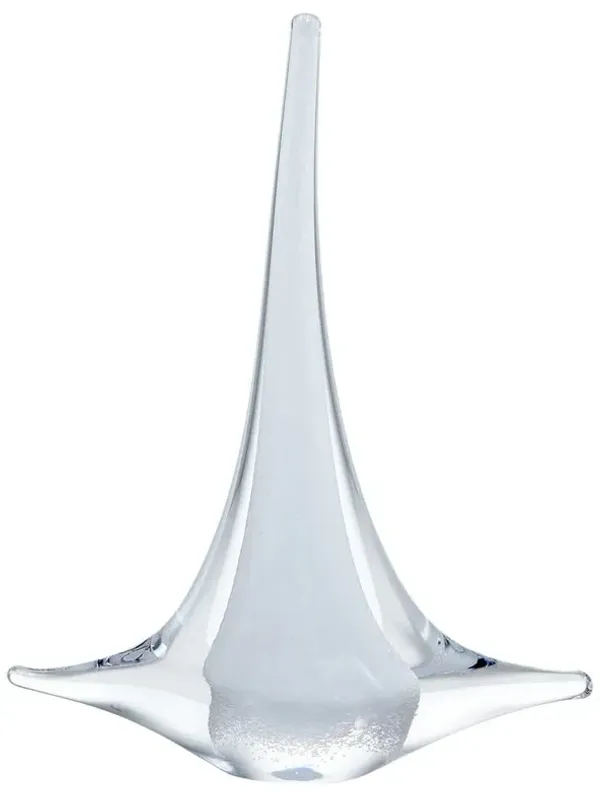 Simon Pearce Coastal Beach White Glass Sailboat Sculpture - Medium