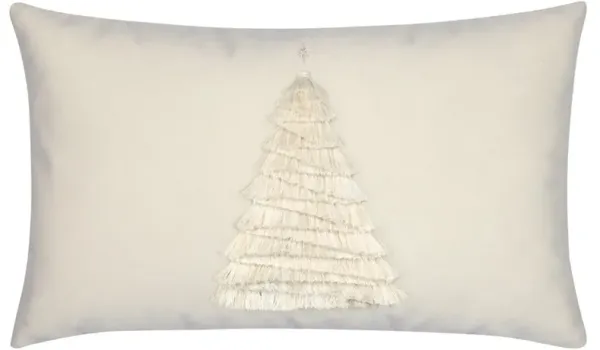 Holly Modern Classic Cream Velvet Fringe Tree Performance Throw Pillow - 12x20