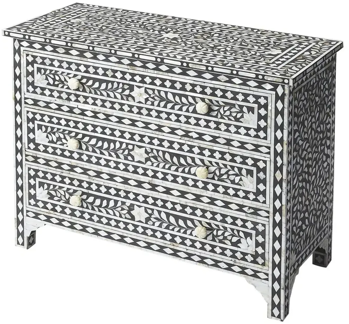 Vivianna Modern Classic Black White Mother Of Pearl Dresser