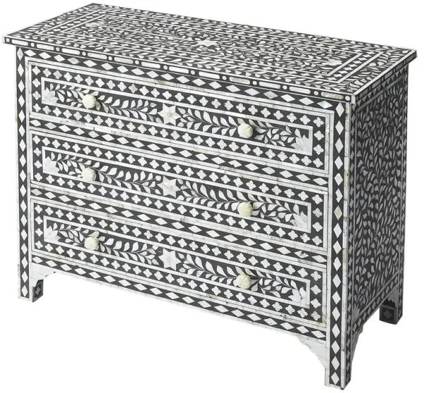 Vivianna Modern Classic Black White Mother Of Pearl Dresser