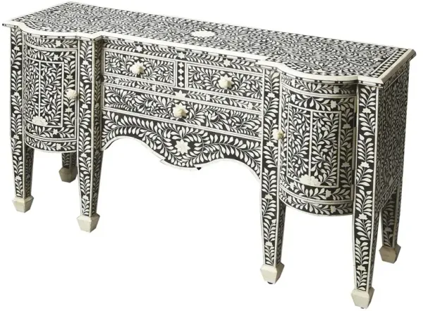 Vivianna Modern Classic Black Cream Bone Inlay Sideboard