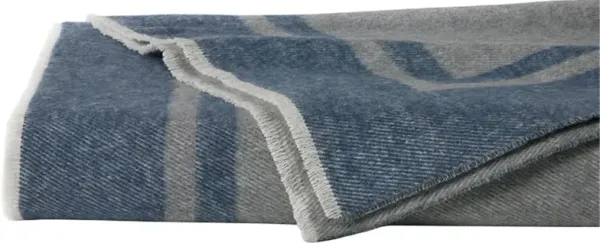 Sferra Viletta Updated Traditional Navy Border Cotton Throw Blanket