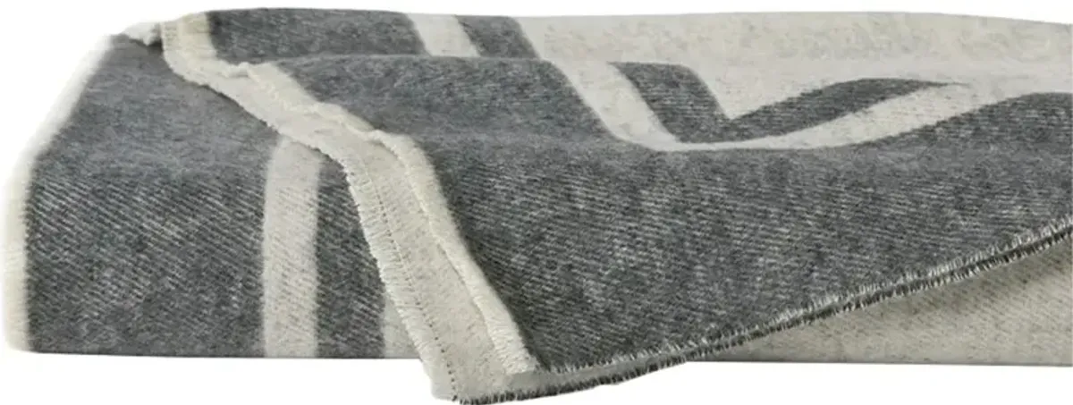 Sferra Viletta Updated Traditional Charcoal Border Cotton Throw Blanket