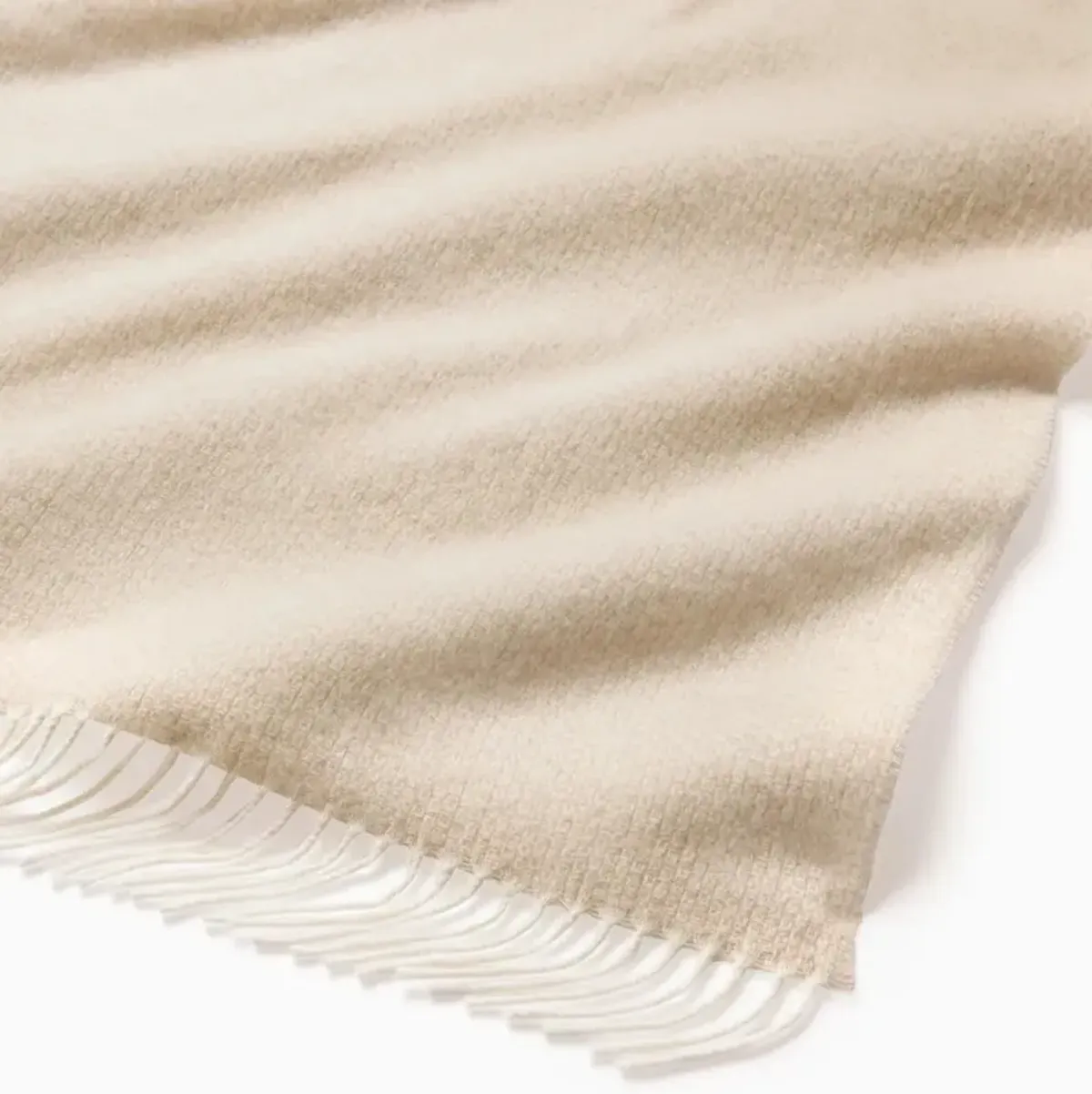 Sferra Cervino Updated Traditional Beige Wool Throw Blanket