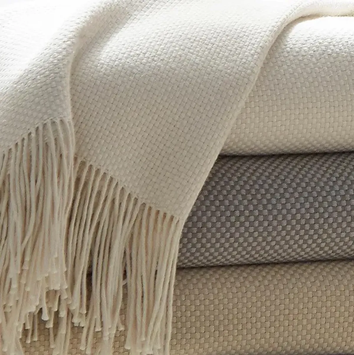 Sferra Bristol French Country Woven Cream Cotton Throw Blanket