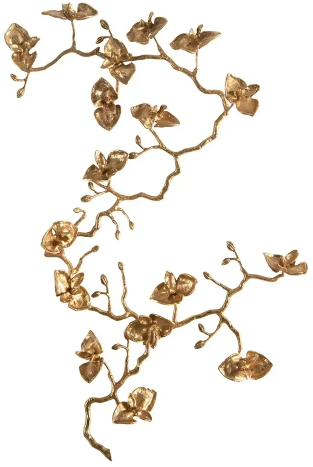 John Richard Brass Orchid Updated Traditional Gold Metal Wall Sculpture II