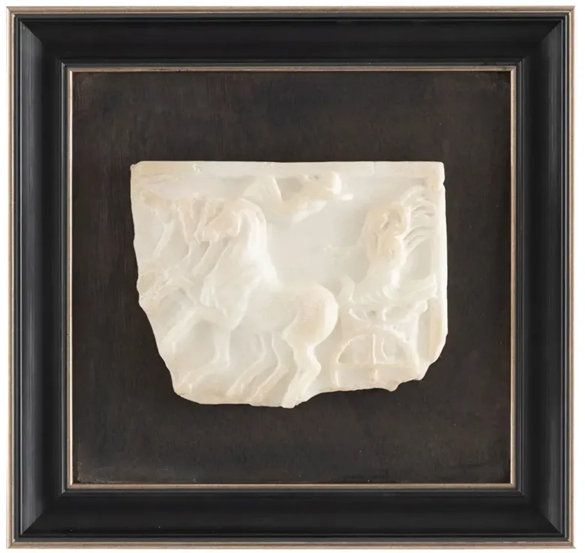John Richard Hellenistic Relief White Chariot Black Frame Mixed Media II - 16x17