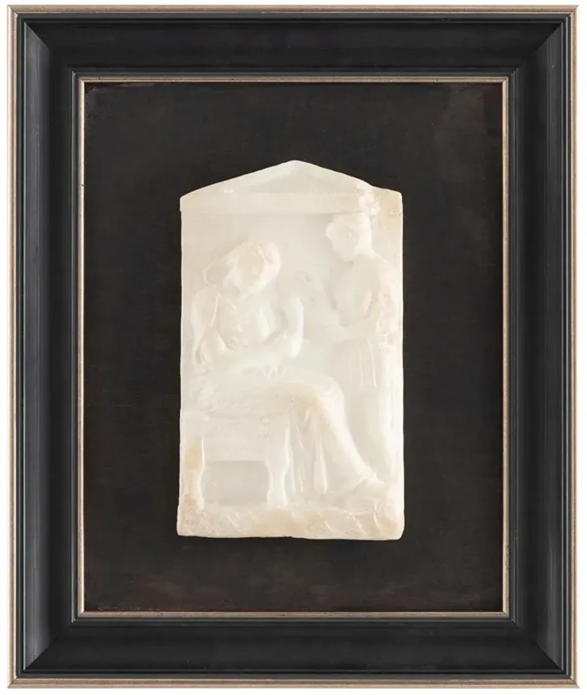 John Richard Hellenistic Relief White Figure Black Frame Mixed Media III - 17x15