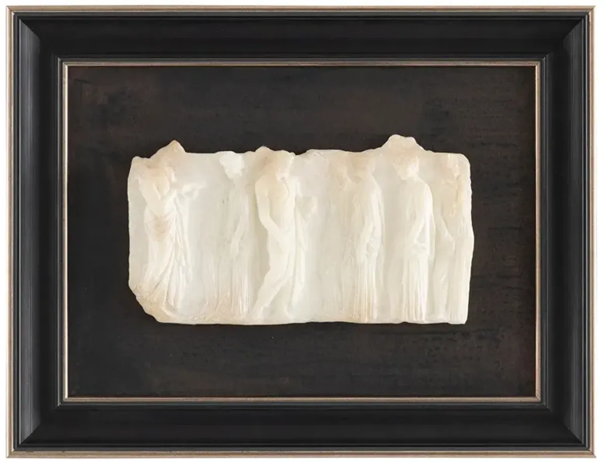 John Richard Hellenistic Relief White Figure Black Frame Mixed Media IV - 19x15