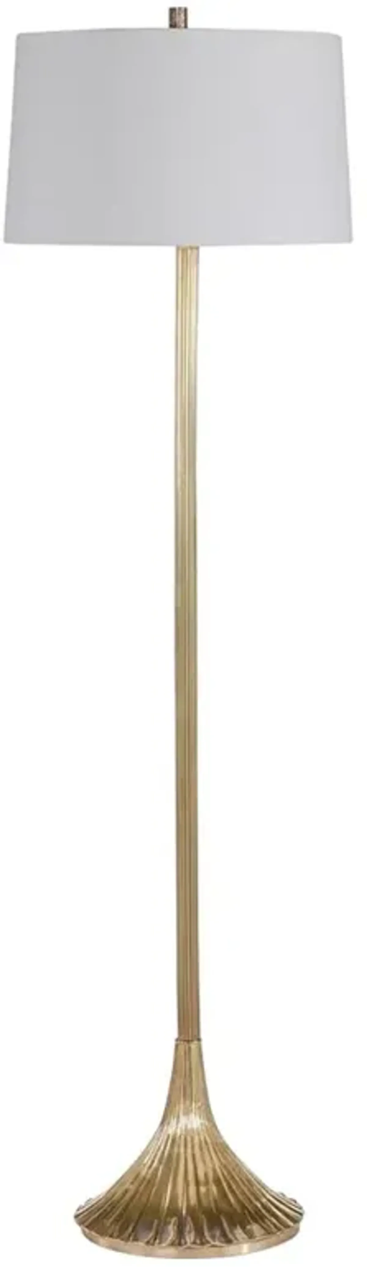 John Richard Lithe Updated Traditional Antique Brass Grooved Floor Lamp