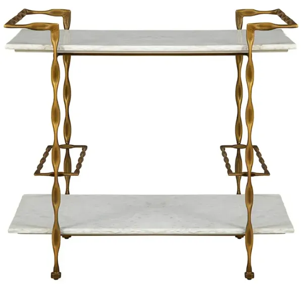 Natalia Modern Classic White Marble Gold Iron Bar Cart