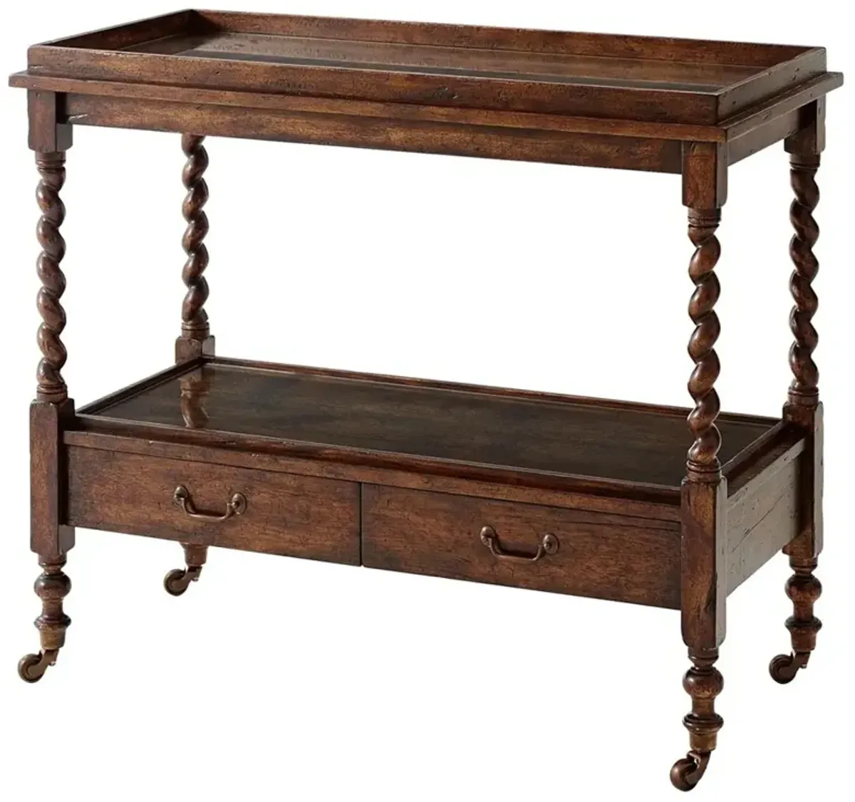 Paige Updated Traditional Brown Mahogany Wood Bar Cart
