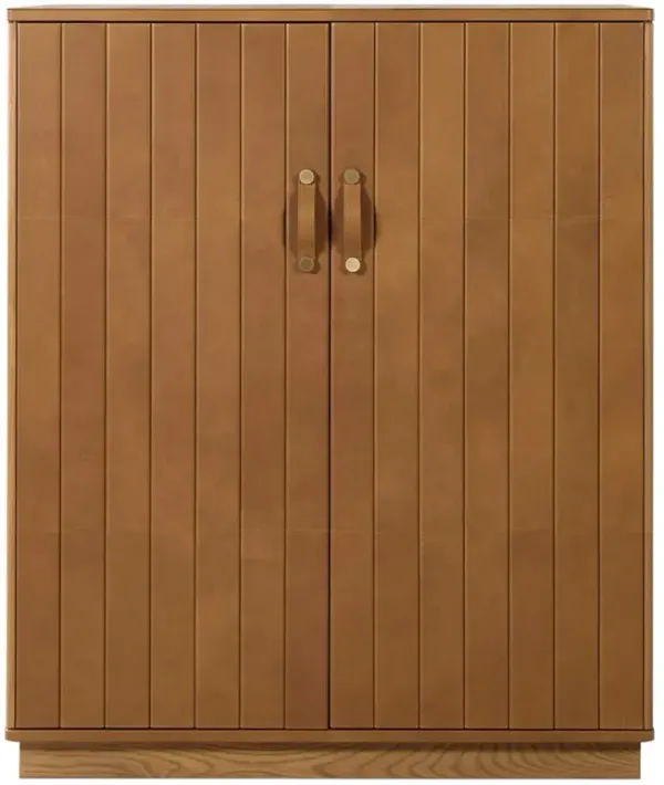 Nicolo Modern Classic Brown Leather Bar Cabinet