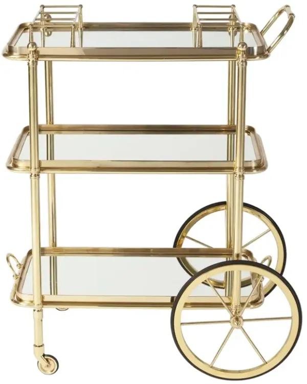 Lewis Modern Classic Polished Brass Bar Cart