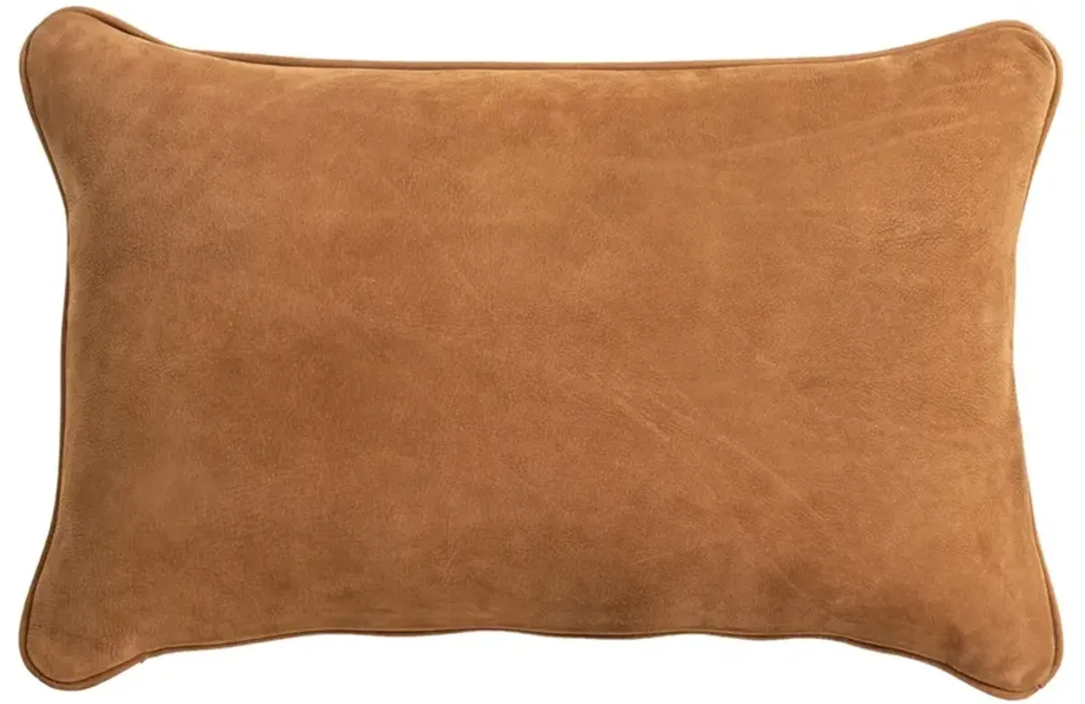 Luthira Rustic Lodge Brown Leather Lumbar Pillow - 16x24
