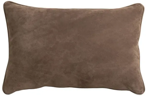 Luthira Rustic Lodge Dark Brown Leather Lumbar Pillow - 16x24