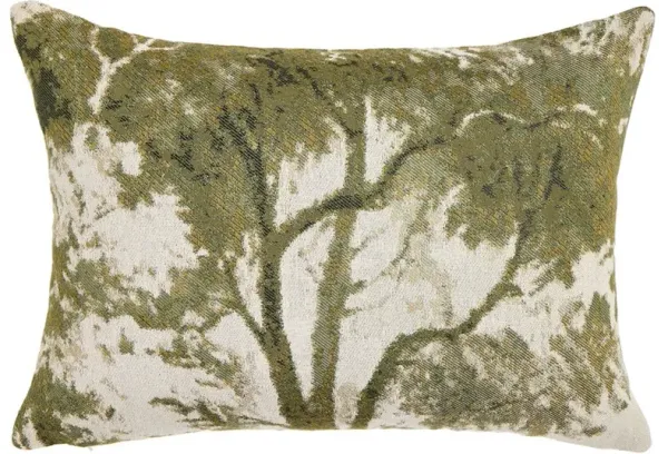 Flavian Updated Traditional Moss Green Toile Lumbar Pillow - 20x14