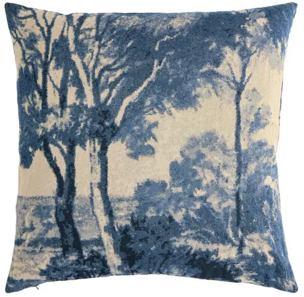 Flavian Updated Traditional Navy Blue Toile Throw Pillow - 24x24