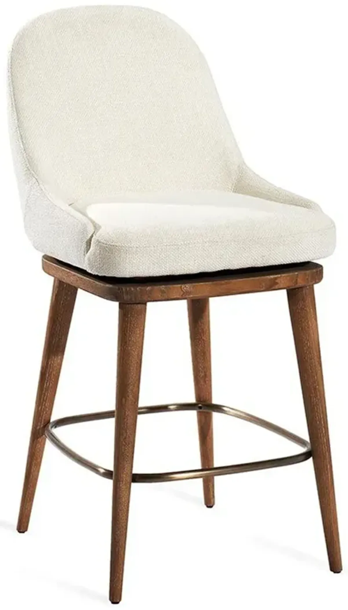 Harper Modern Classic White Oyster Upholstered Swivel Counter Stool