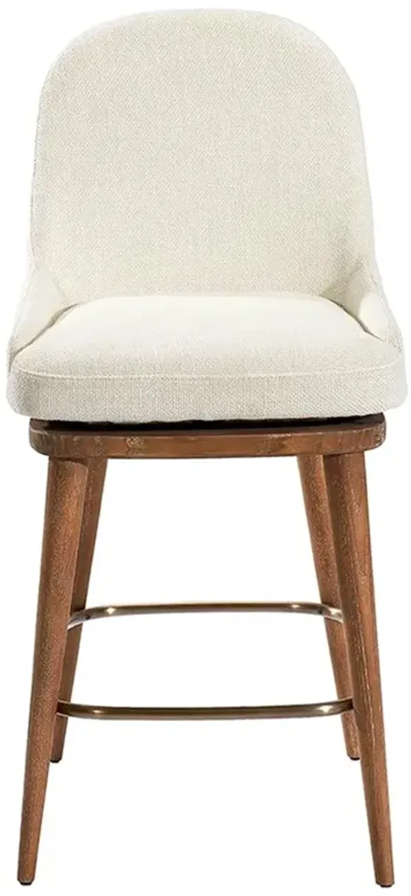 Harper Modern Classic White Oyster Upholstered Swivel Counter Stool