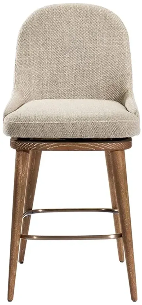 Harper Modern Classic Flax Upholstered Swivel Counter Stool