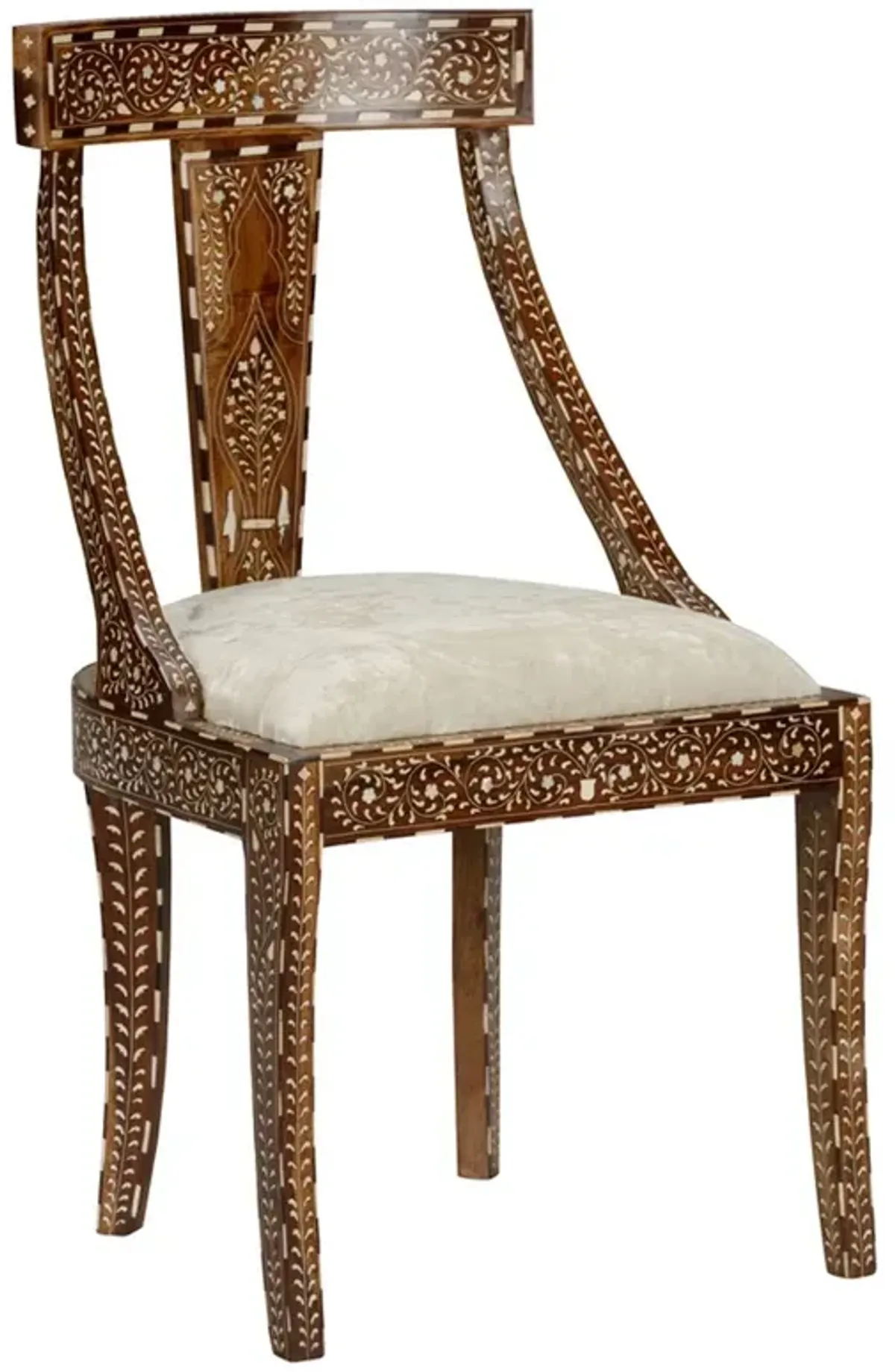 Lane Updated Traditional Brown Wood Bone Inlay Dining Chair