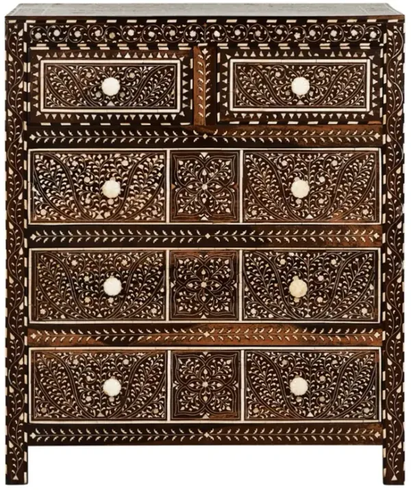 Lane Updated Traditional Brown Wood Bone Inlay Chest