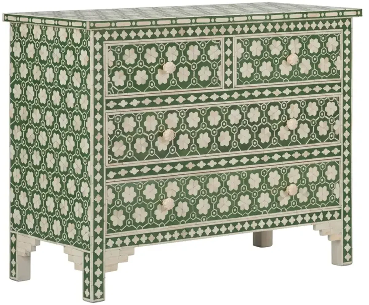 Tanya Modern Classic Green Cream Bone Inlay Chest