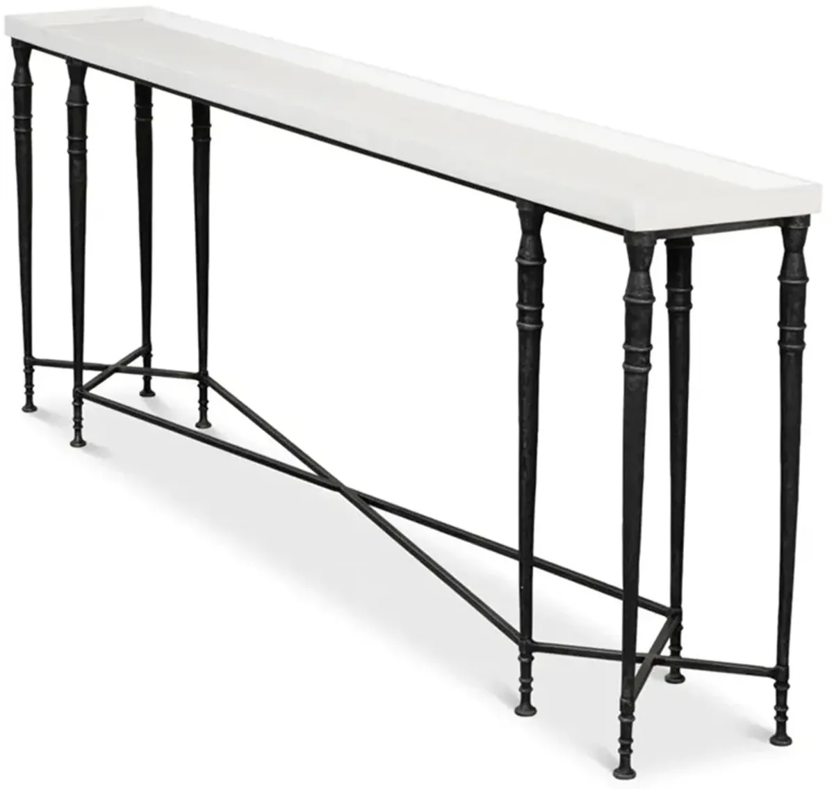 Daniel French Country Off White Wood Black Iron Rectangular Console Table