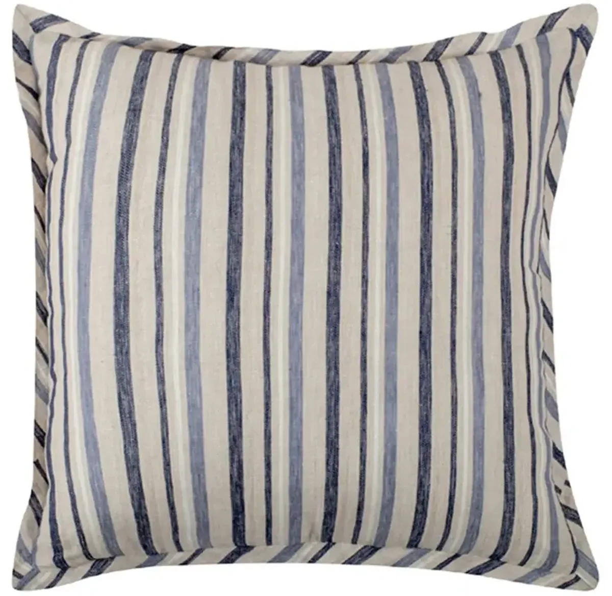 Halea Coastal Beach Blue Striped Linen Throw Pillow - 22x22
