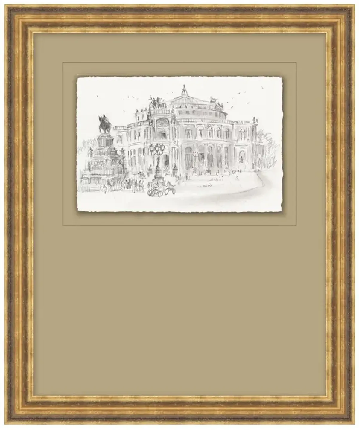 Saffira French Country Architecture Antique Gold Frame Illustration 1 - 18x15