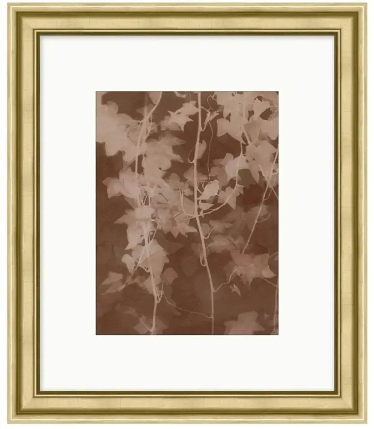 Daven Updated Traditional Rust Leaves White Gold Frame Painting - 21x18
