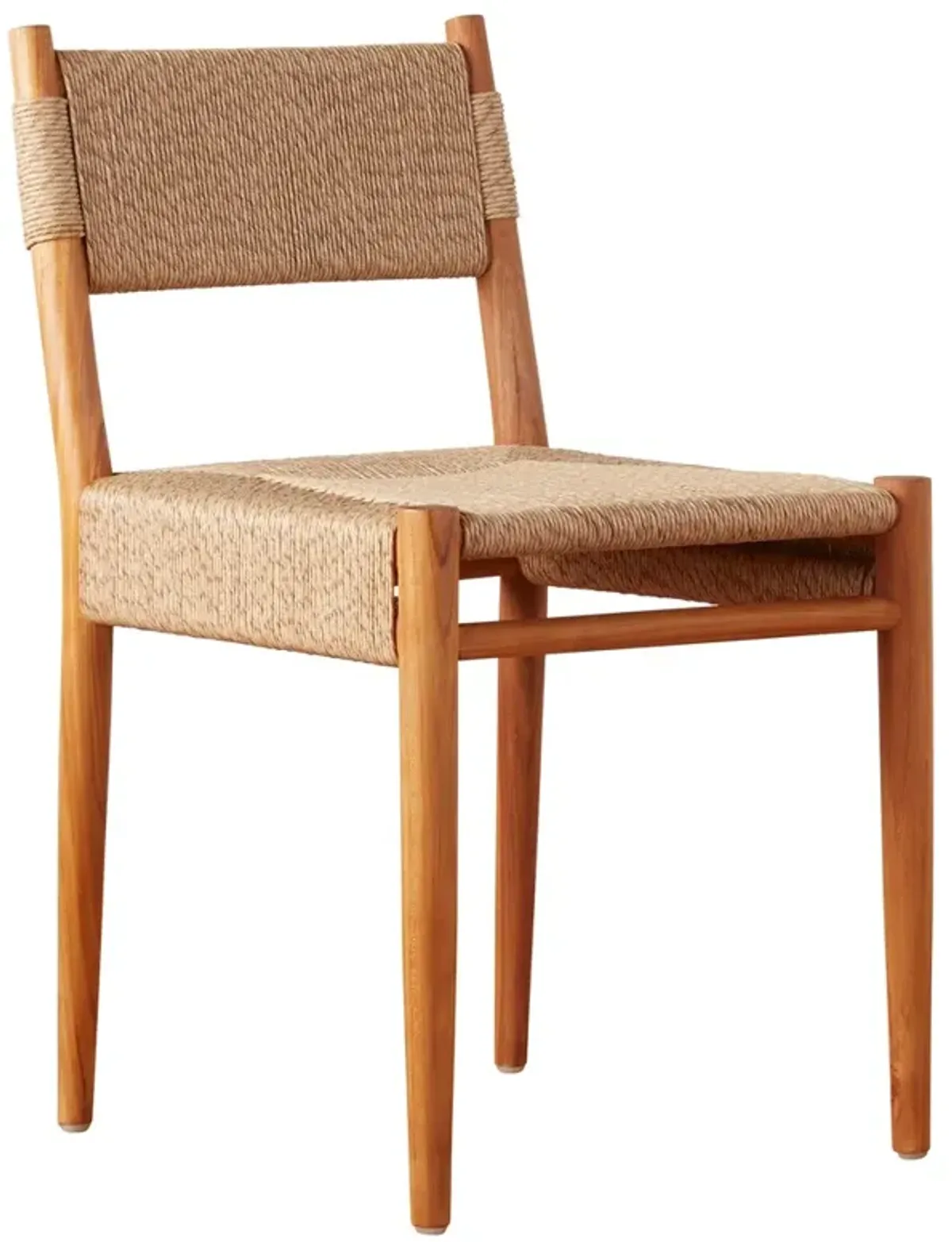 Almira Coastal Beach Natural Teak Woven Outdoor Dining Chair