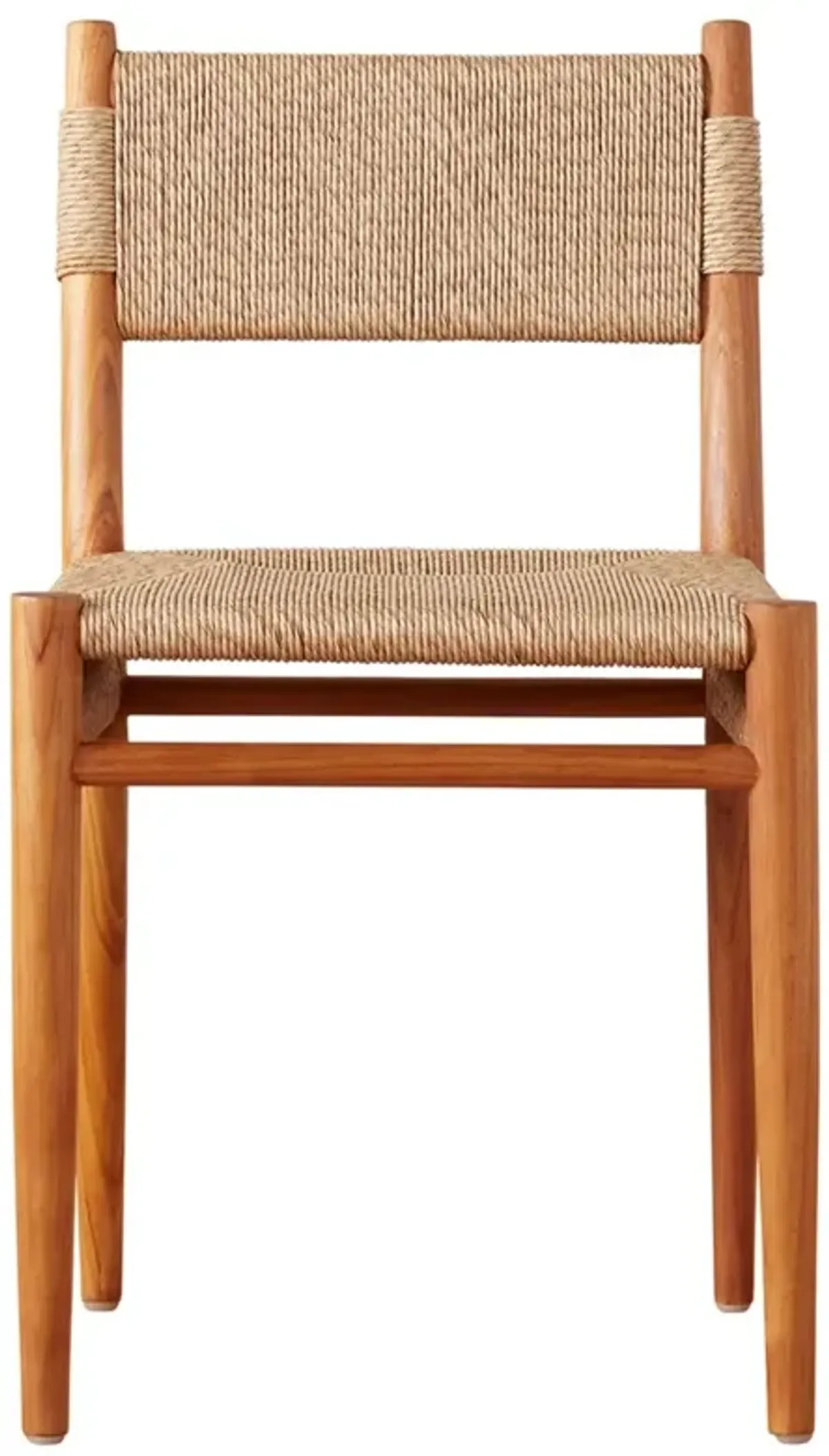 Almira Coastal Beach Natural Teak Woven Outdoor Dining Chair