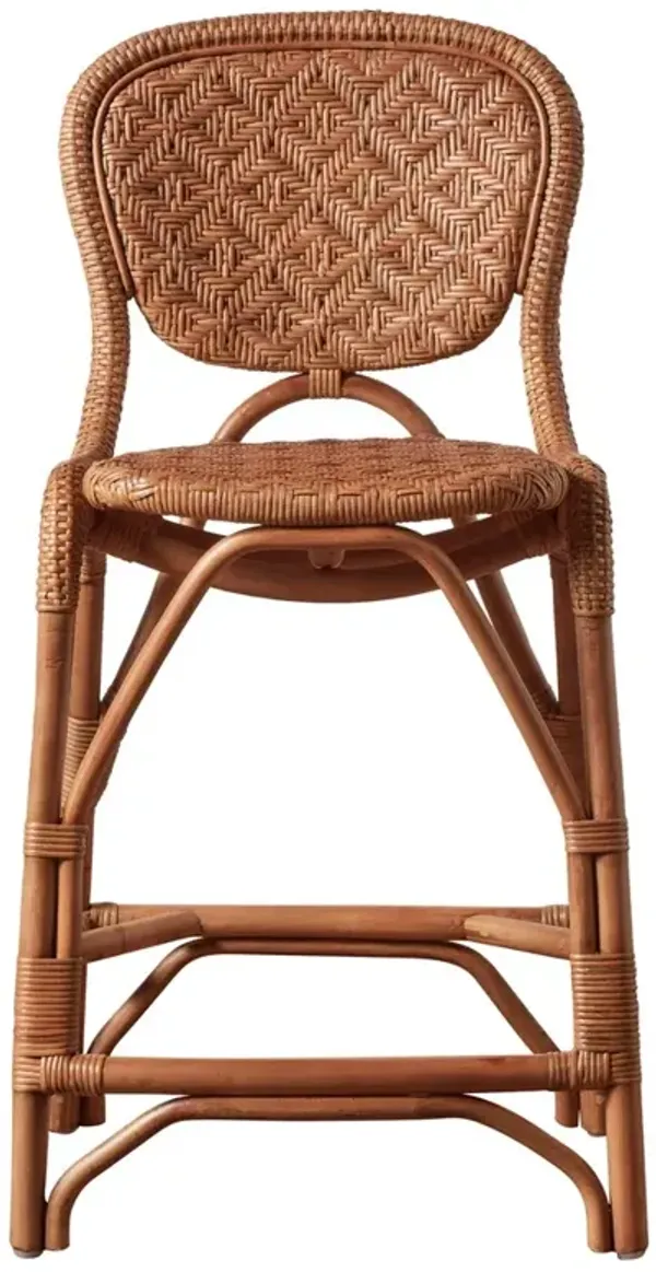 Portia Coastal Beach Brown Rattan Woven Counter Stool
