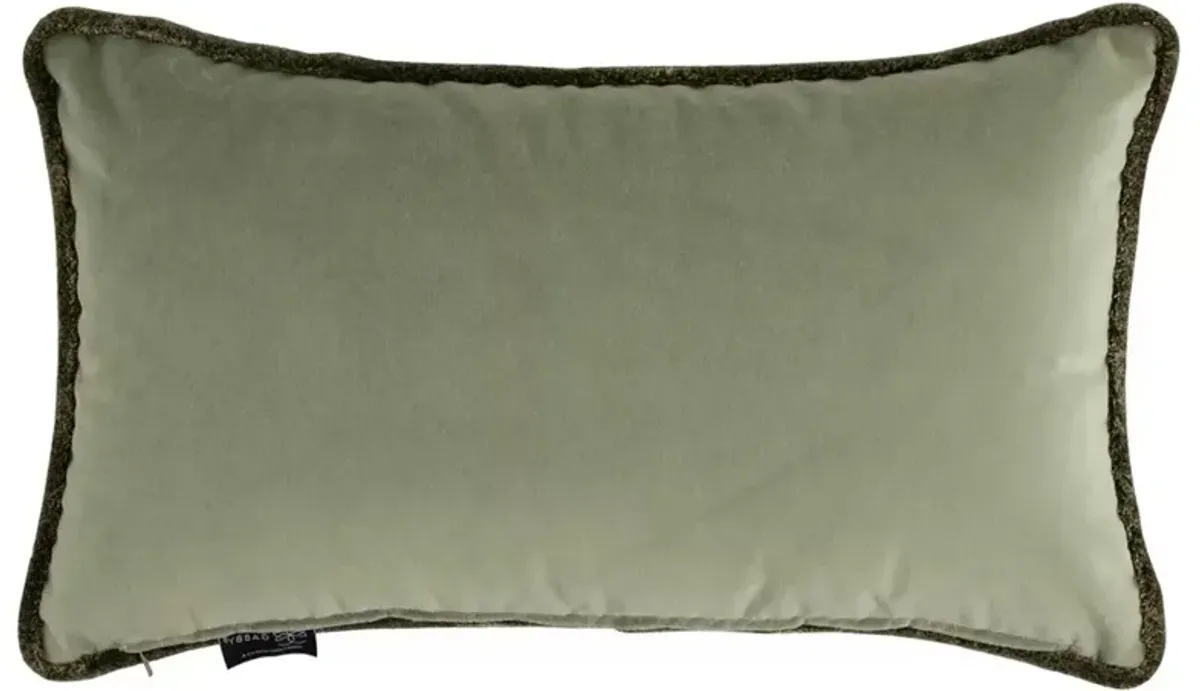 Rebecca Updated Traditional Moss Velvet Lumbar Pillow - 14x24