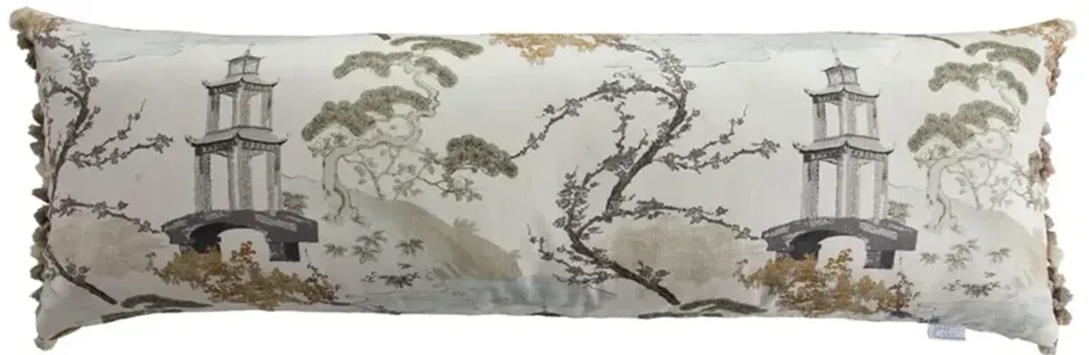 Landscape Updated Traditional Off White Tassel Lumbar Pillow - 18x54