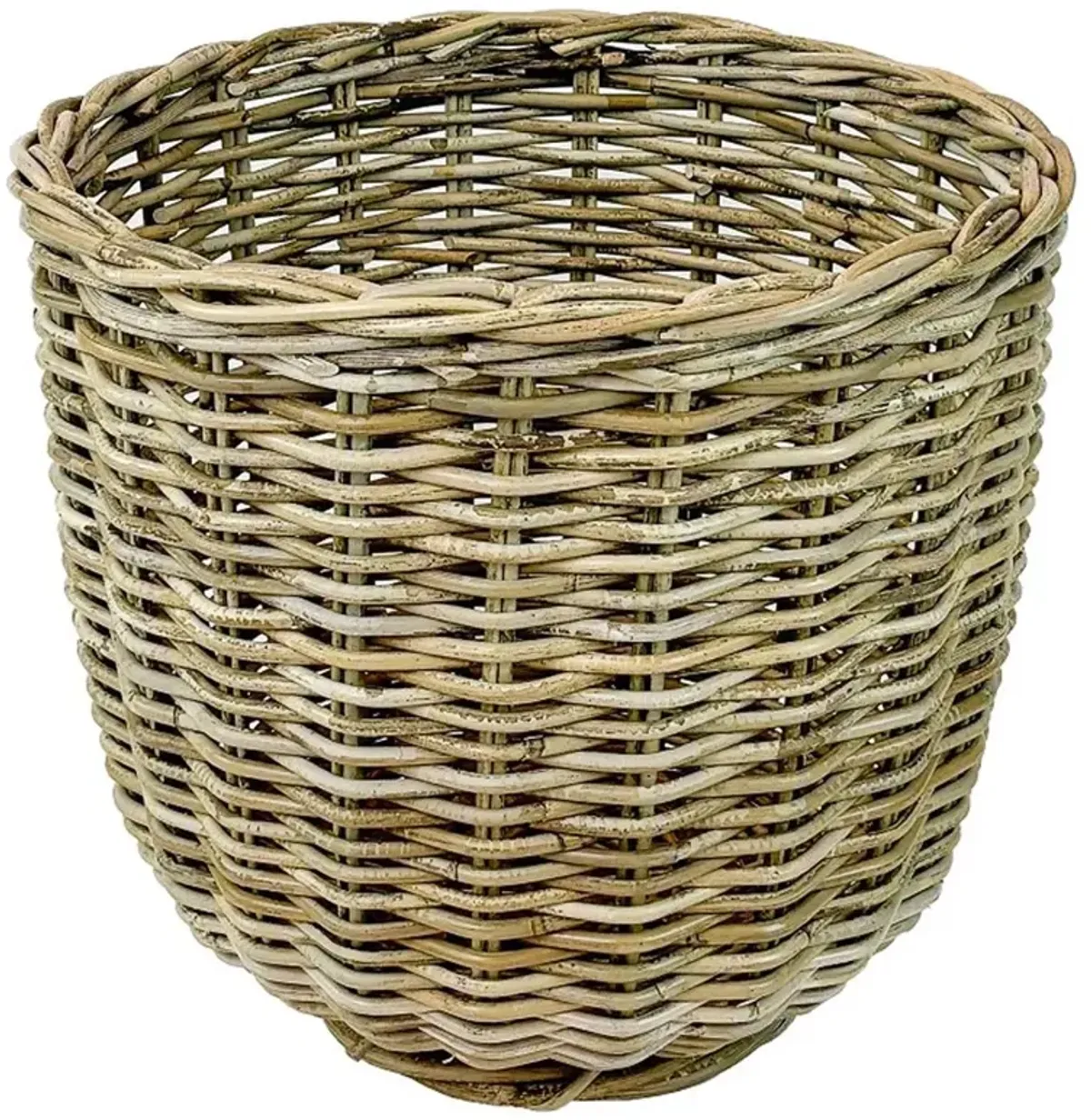 Nolan French Country Grey Rattan Round Floor Basket - Set of 3