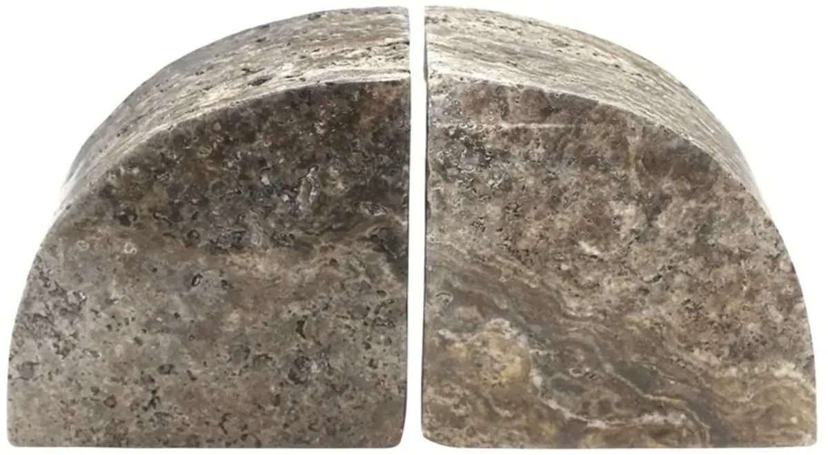 Matthias Modern Classic Grey Travertine Bookends