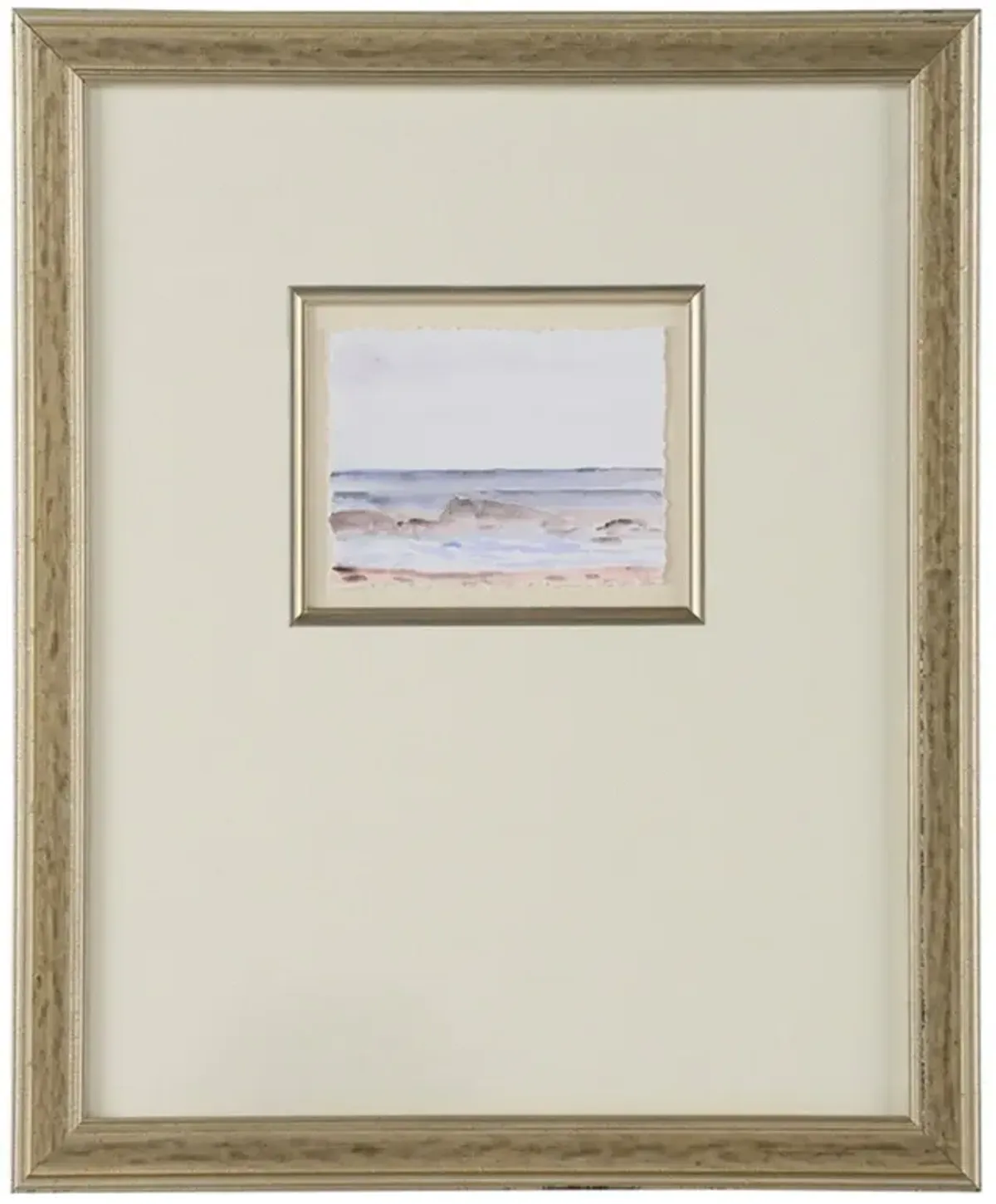 Ardyn Traditional Beige Seascape Silver Leaf Frame Illustration IV - 23x19