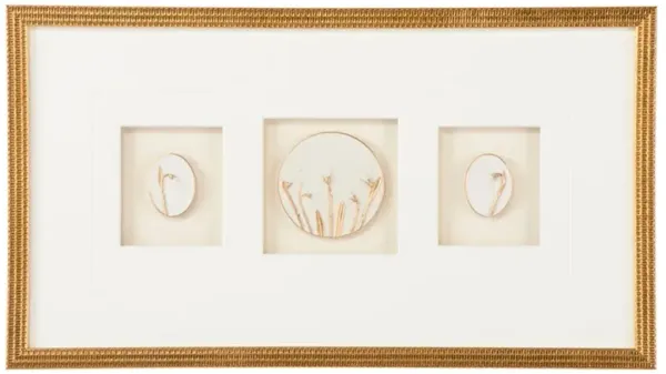 Tahlia Modern Classic White Botanical Gold Leaf Frame Mixed Media V - 14x24