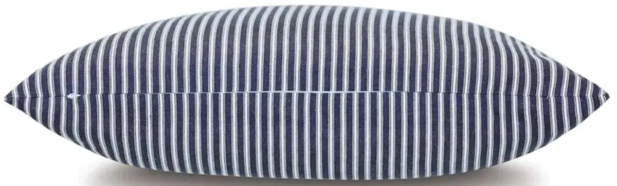 Darya Coastal Beach Blue Striped Cotton Throw Pillow - 22x22