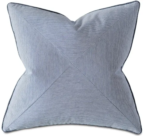 Caiya Coastal Beach Blue Striped Cotton Throw Pillow - 20x20