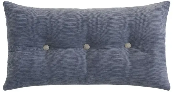 Olivine Updated Traditional Blue Chenille Button-Tufted Lumbar Pillow - 15x26