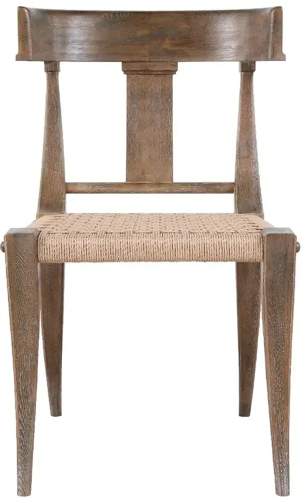 Milos Updated Traditional Driftwood Oak Woven Rope Dining Chair